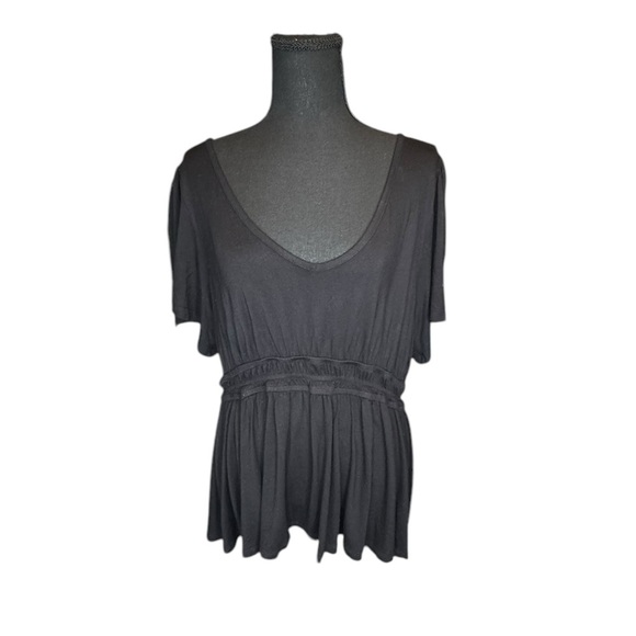 Torrid Women's Stretch Knit V-Neck Elastic Waist Detail Top Size 1X Black B05 - Picture 2 of 9